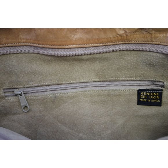 Soft Leather Bag Tan Classic Satchel Handbag Vintage Accessory - Picture 5 of 6